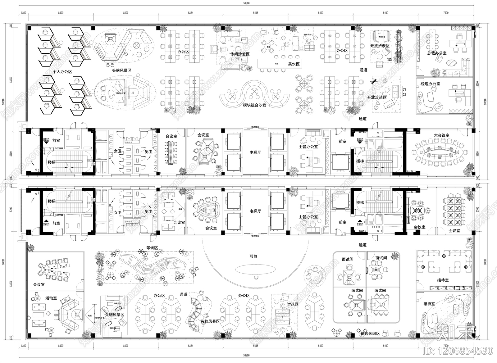 现代开放办公室施工图下载【ID:1206854530】