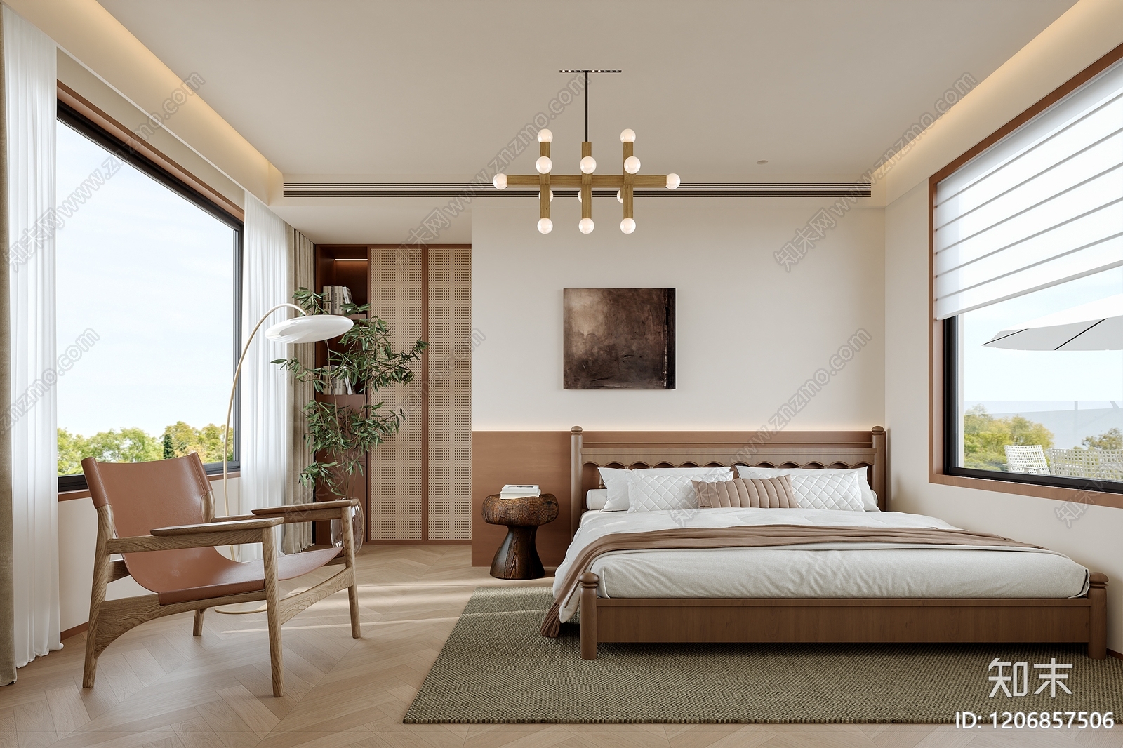 现代中古家居卧室SU模型下载【ID:1206857506】