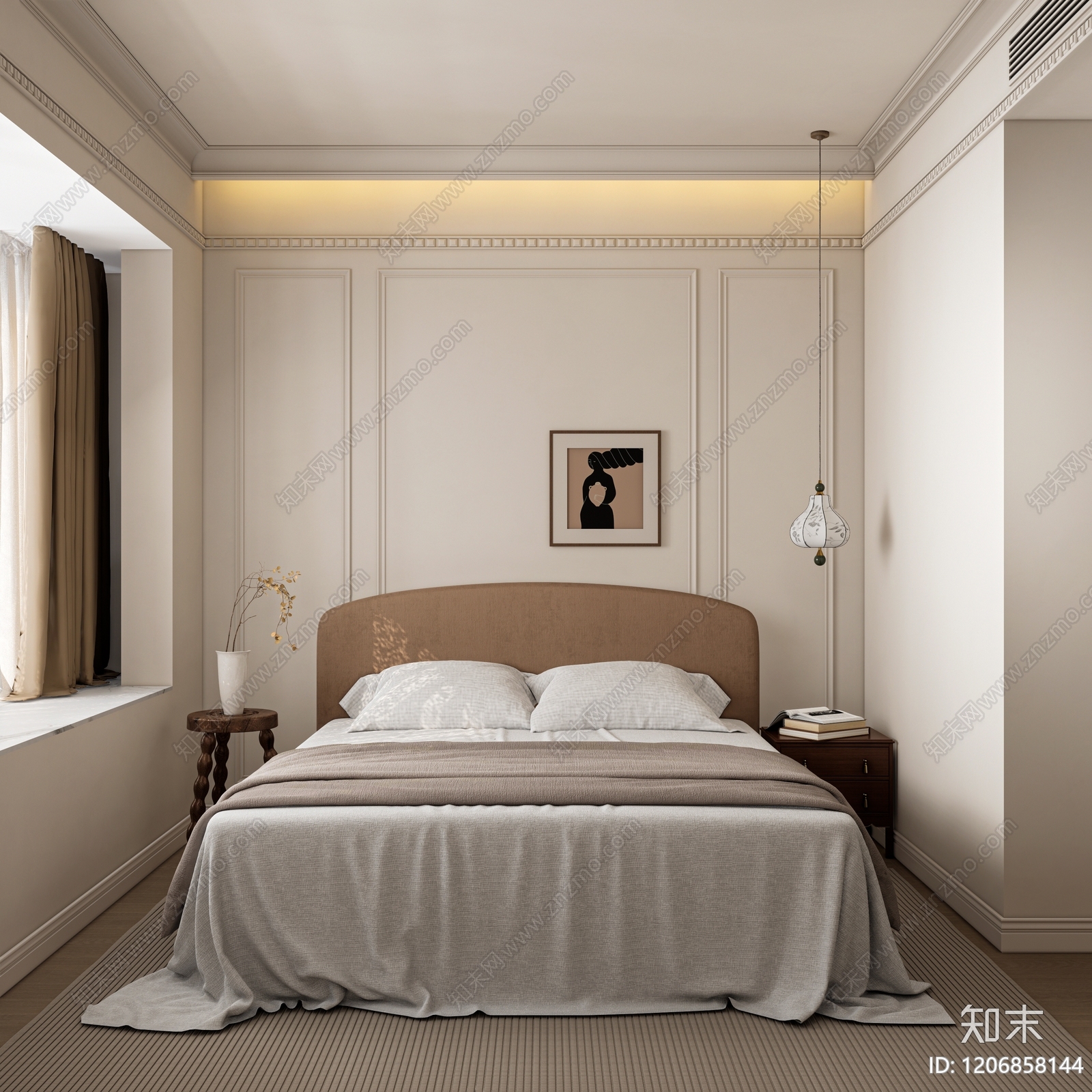 中古复古家居卧室SU模型下载【ID:1206858144】