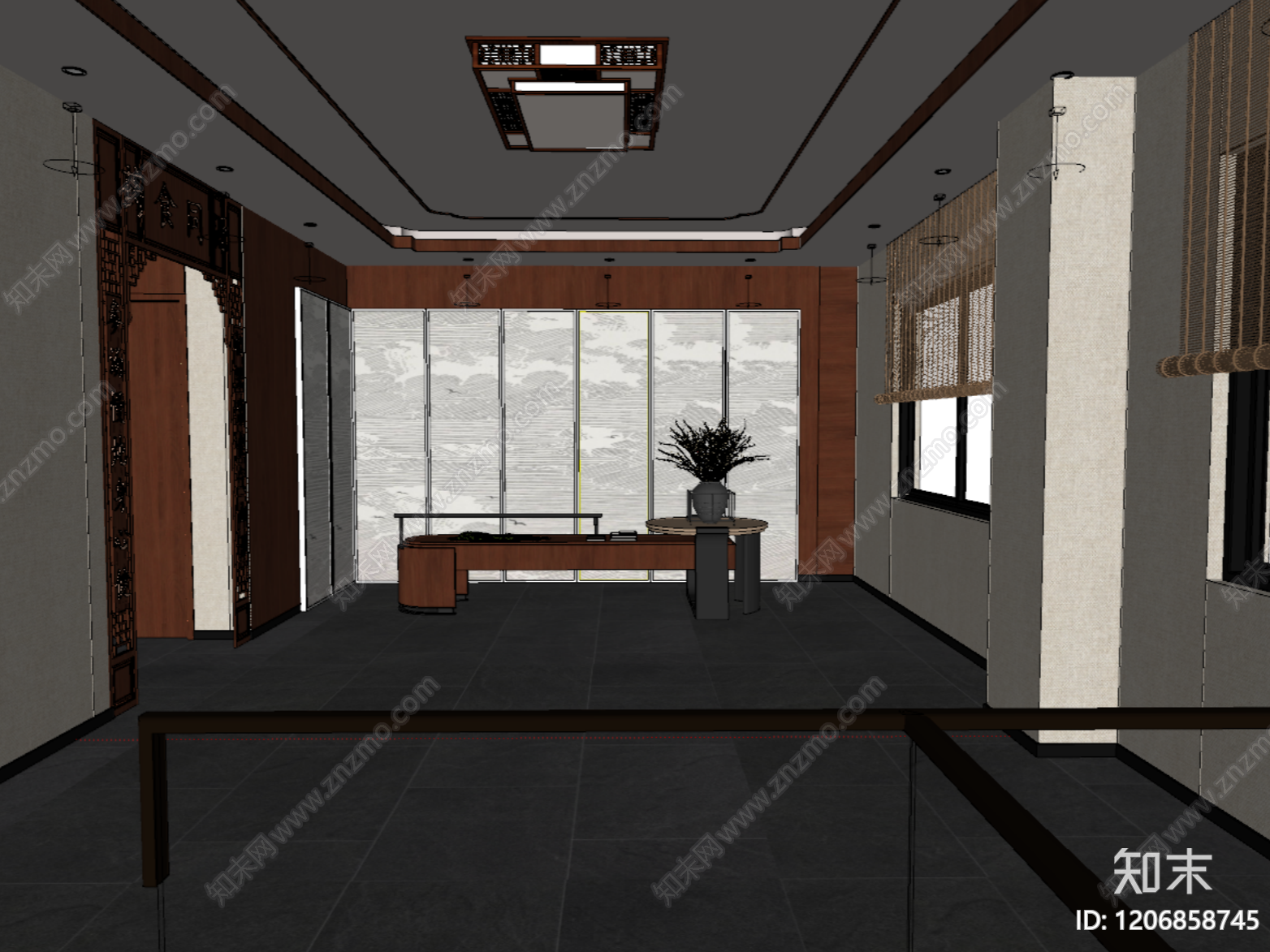 新中式中式医院SU模型下载【ID:1206858745】