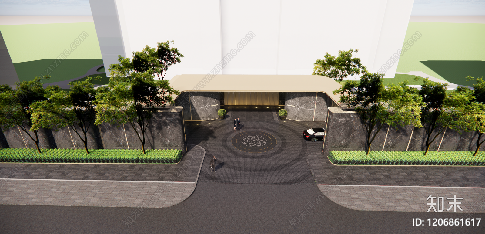 现代轻奢入口大门SU模型下载【ID:1206861617】