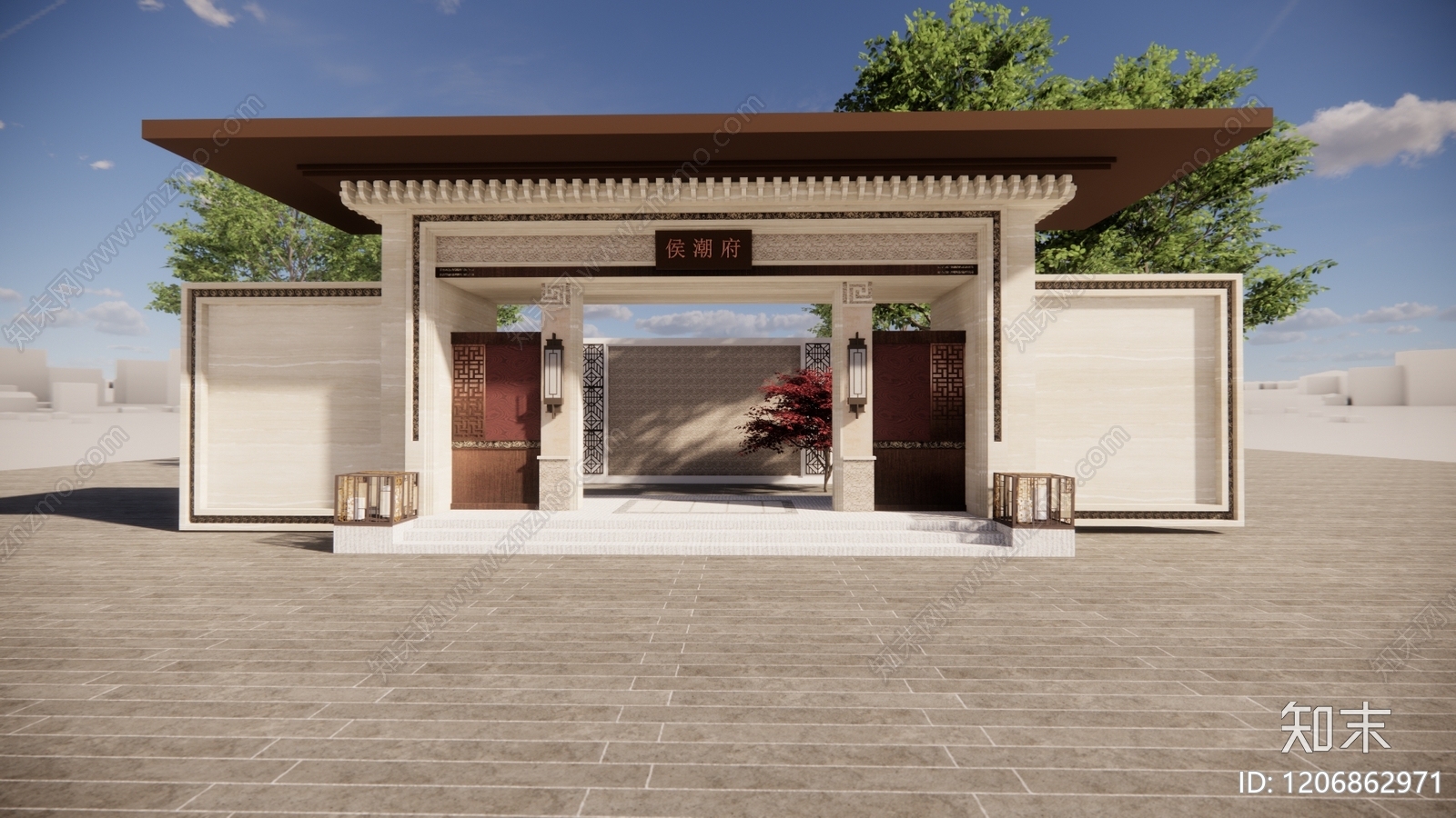 新中式小区景观SU模型下载【ID:1206862971】