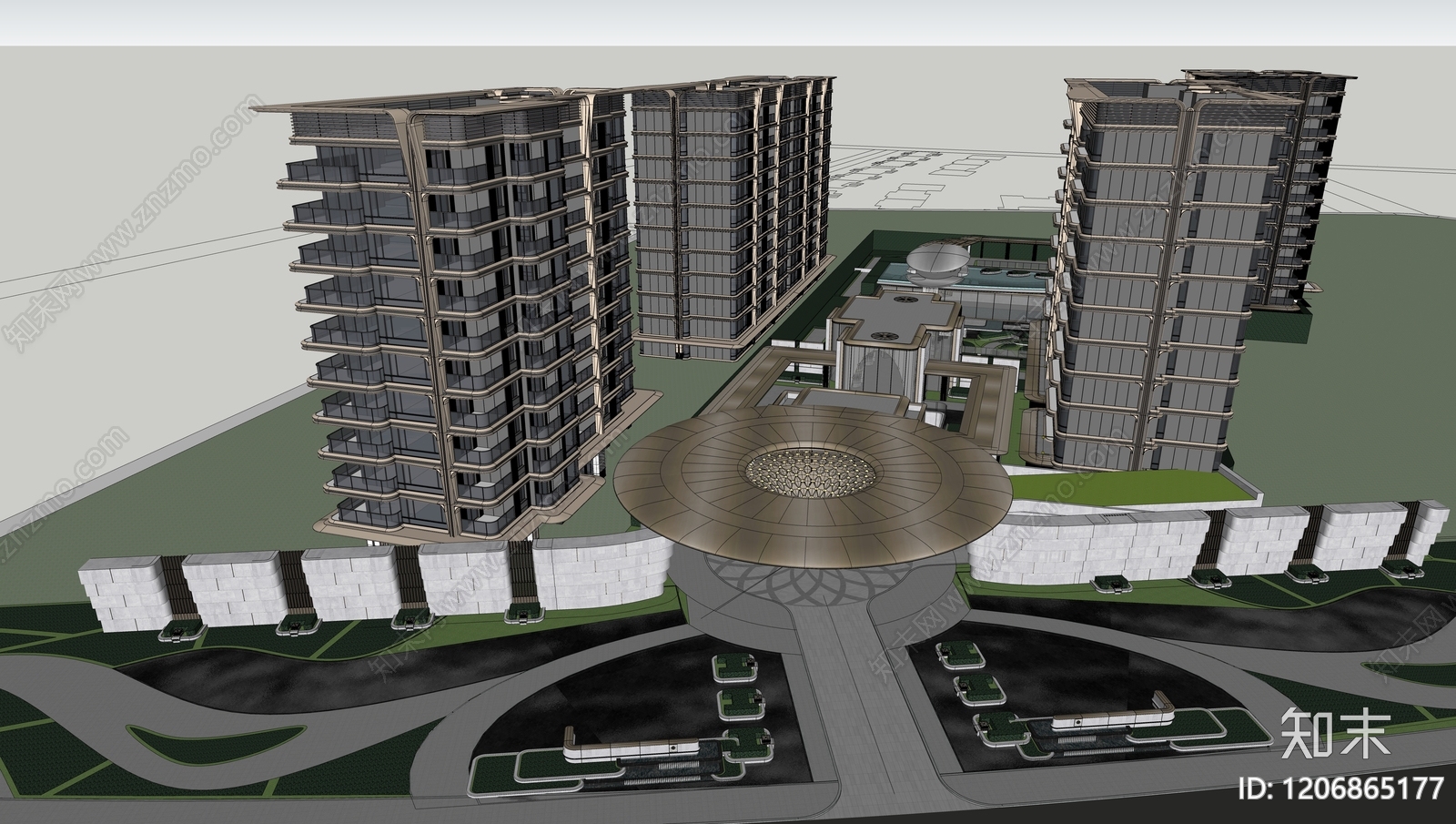 现代小区建筑SU模型下载【ID:1206865177】