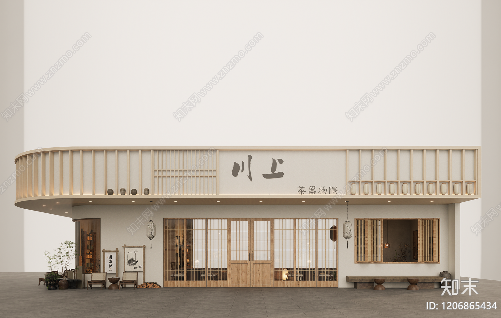 新中式日式茶馆SU模型下载【ID:1206865434】