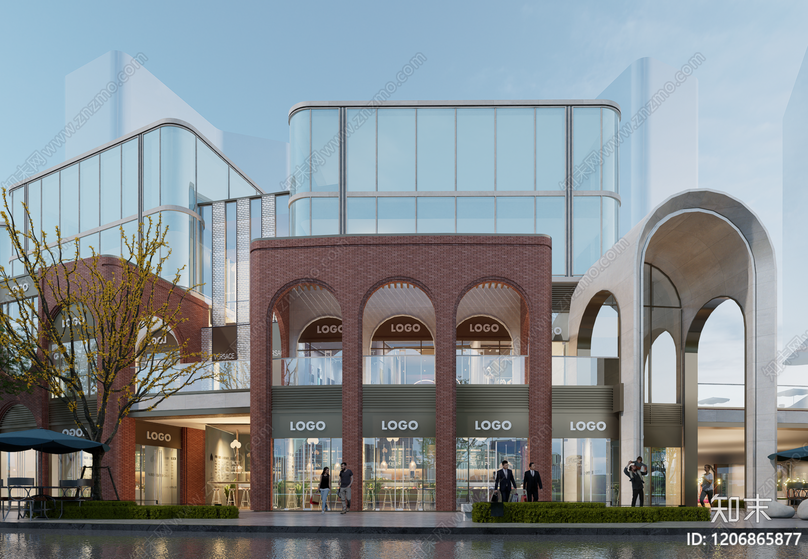 现代复古商业街SU模型下载【ID:1206865877】