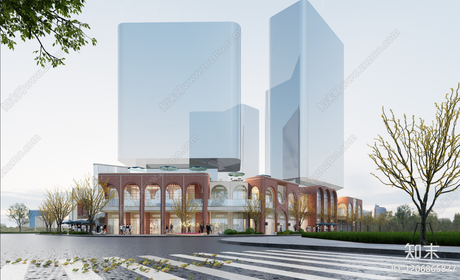现代复古商业街SU模型下载【ID:1206865877】