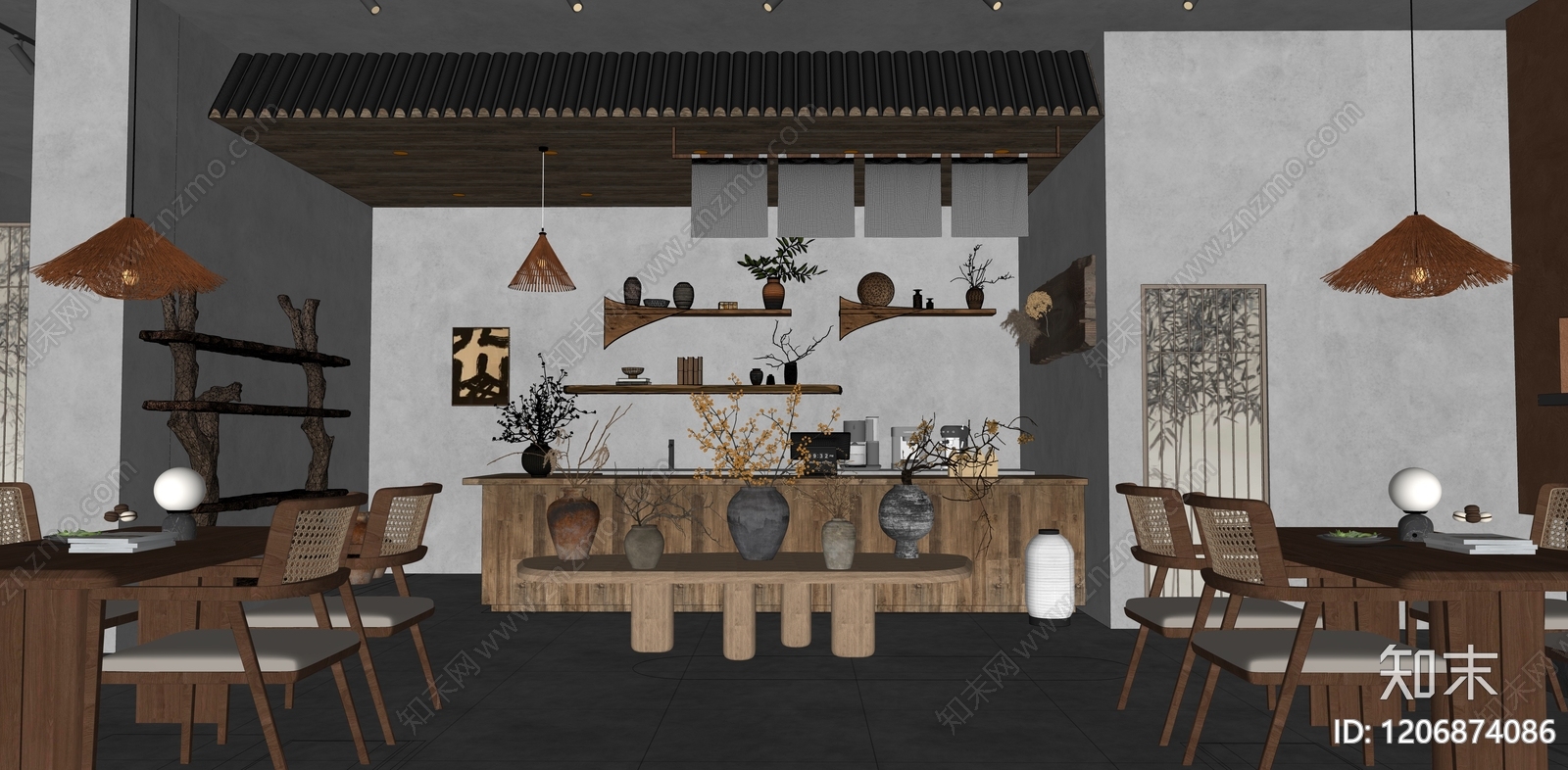 新中式现代茶馆SU模型下载【ID:1206874086】