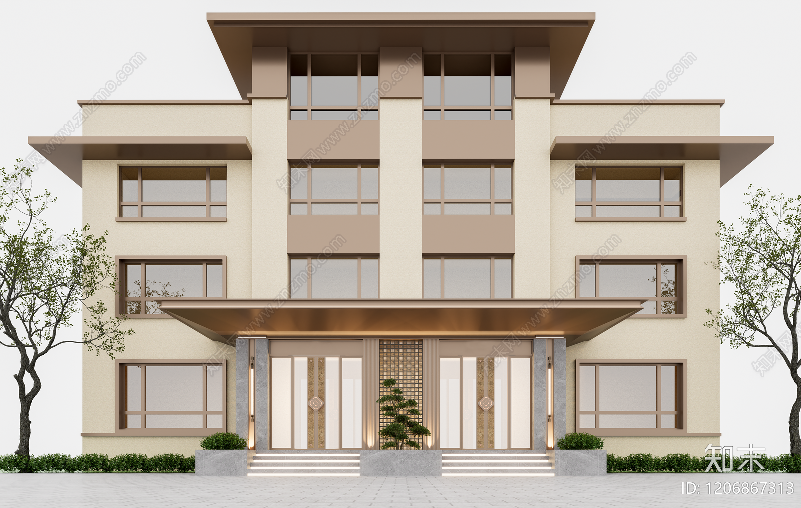 新中式现代门头SU模型下载【ID:1206867313】