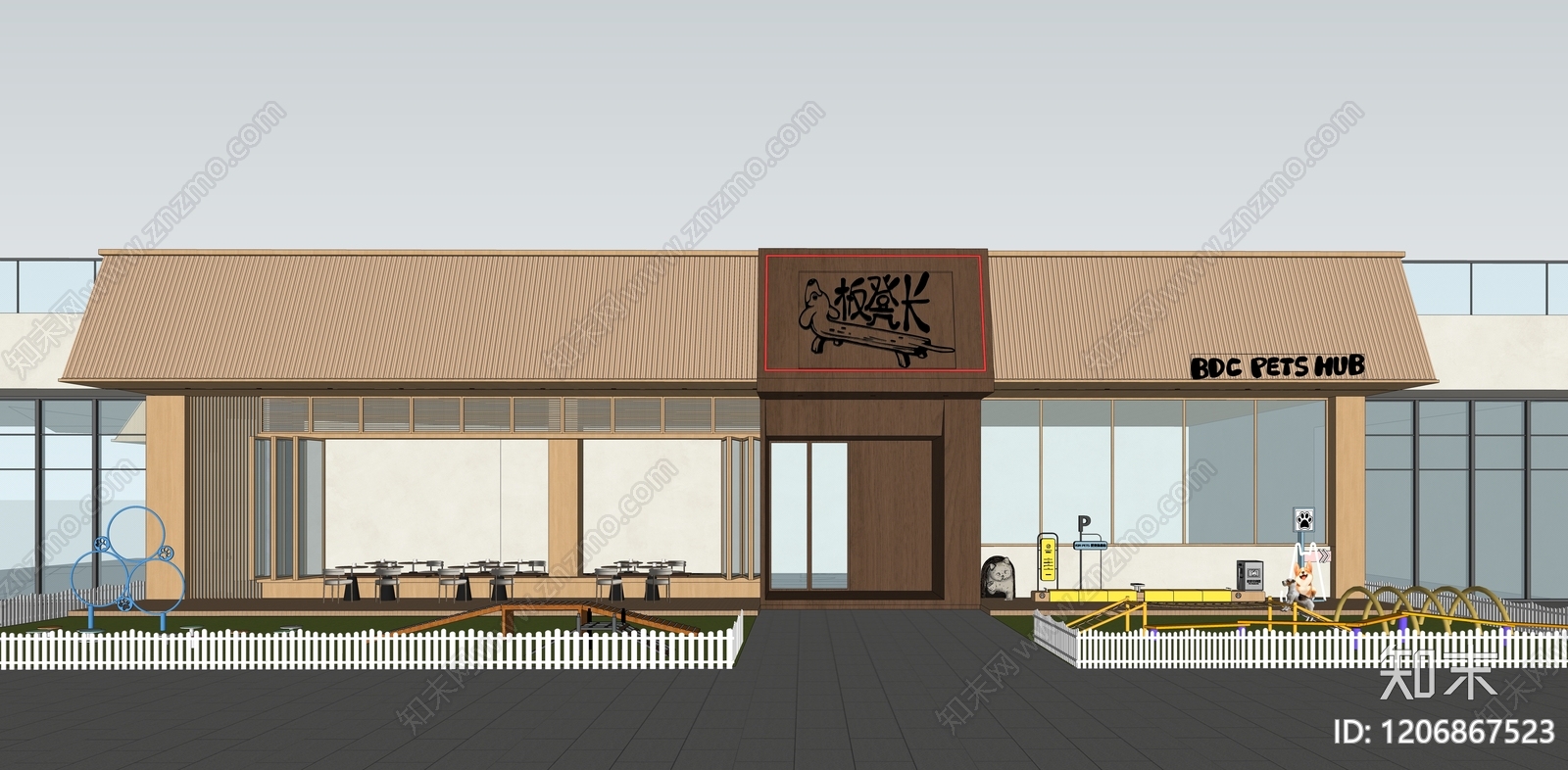 现代原木门头SU模型下载【ID:1206867523】