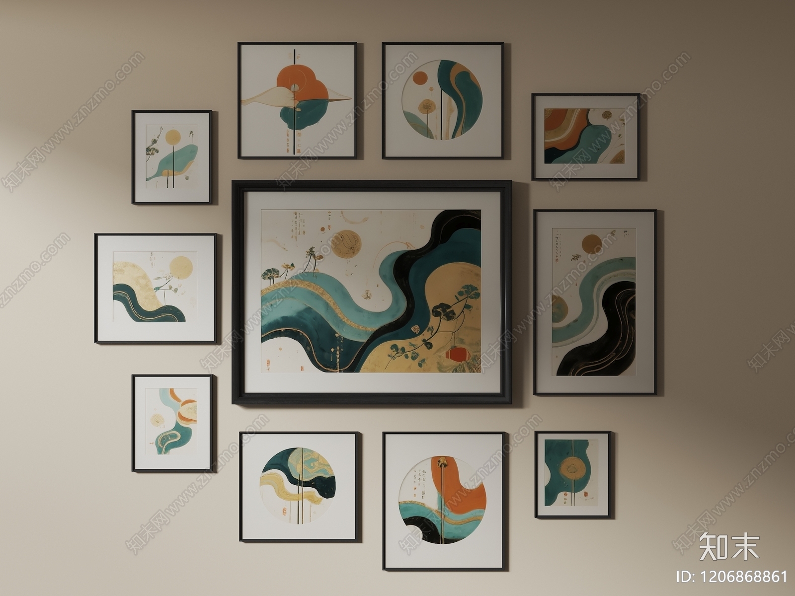 现代中古挂画3D模型下载【ID:1206868861】