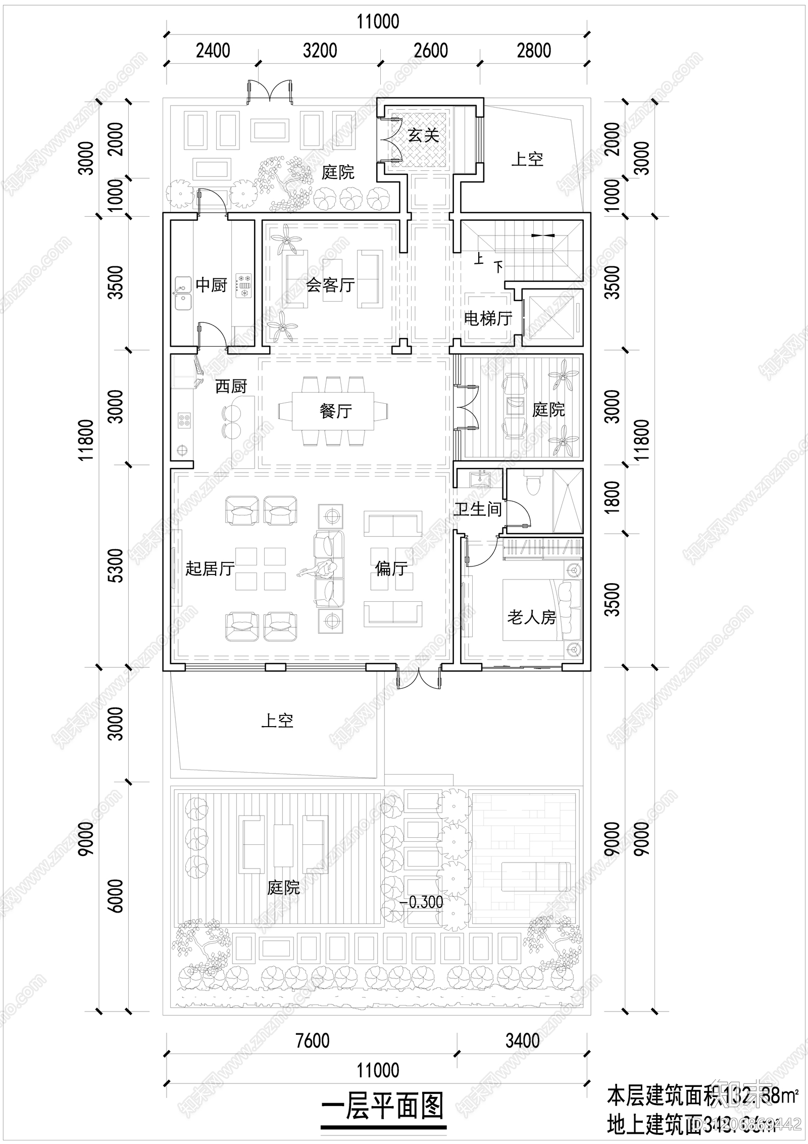现代新中式别墅建筑施工图下载【ID:1206869442】