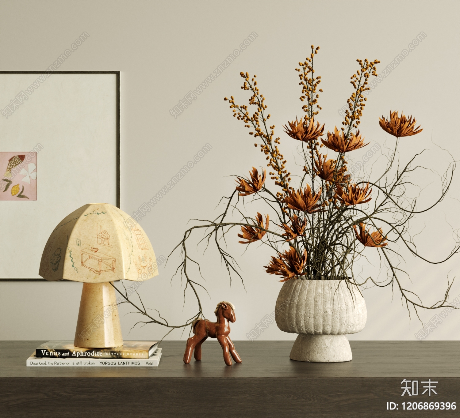 侘寂中古花艺3D模型下载【ID:1206869396】