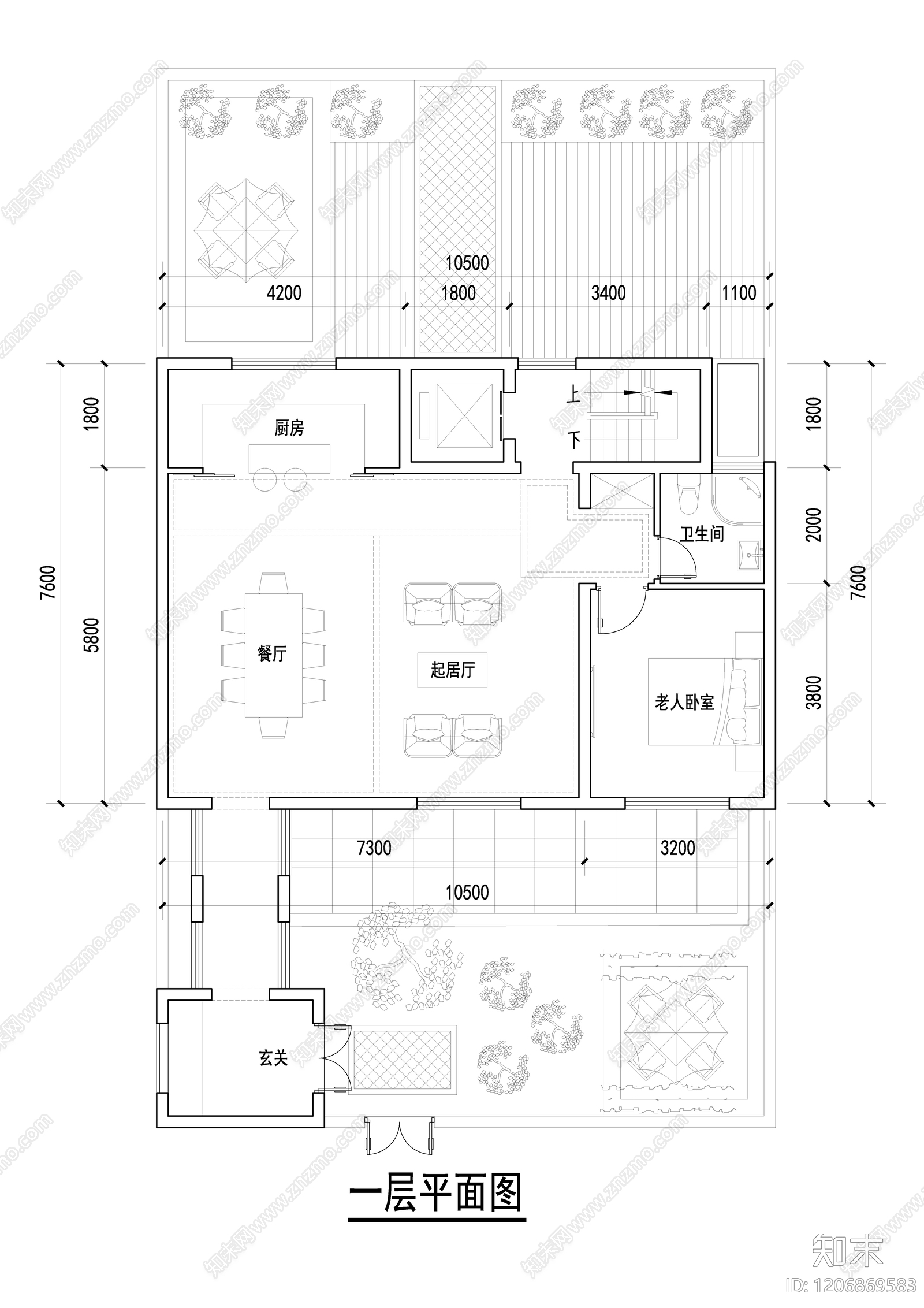 现代新中式别墅建筑施工图下载【ID:1206869583】