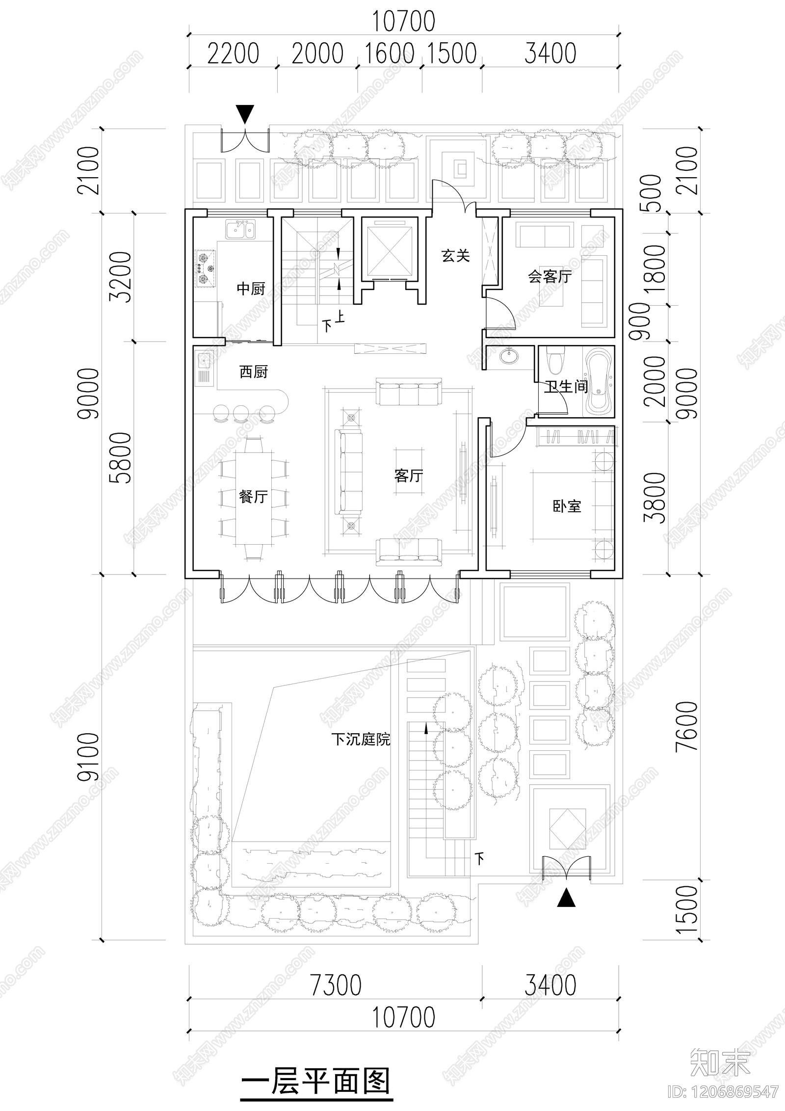 现代新中式别墅建筑施工图下载【ID:1206869547】