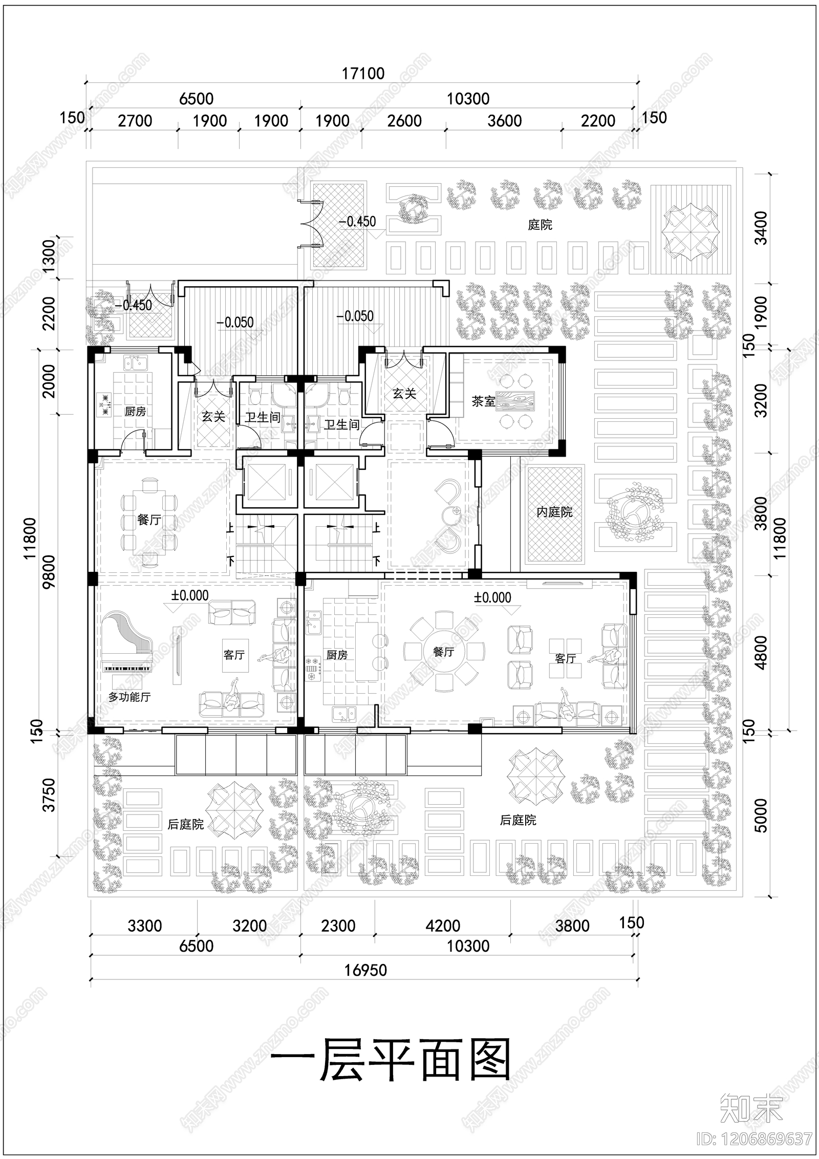 现代新中式别墅建筑施工图下载【ID:1206869637】