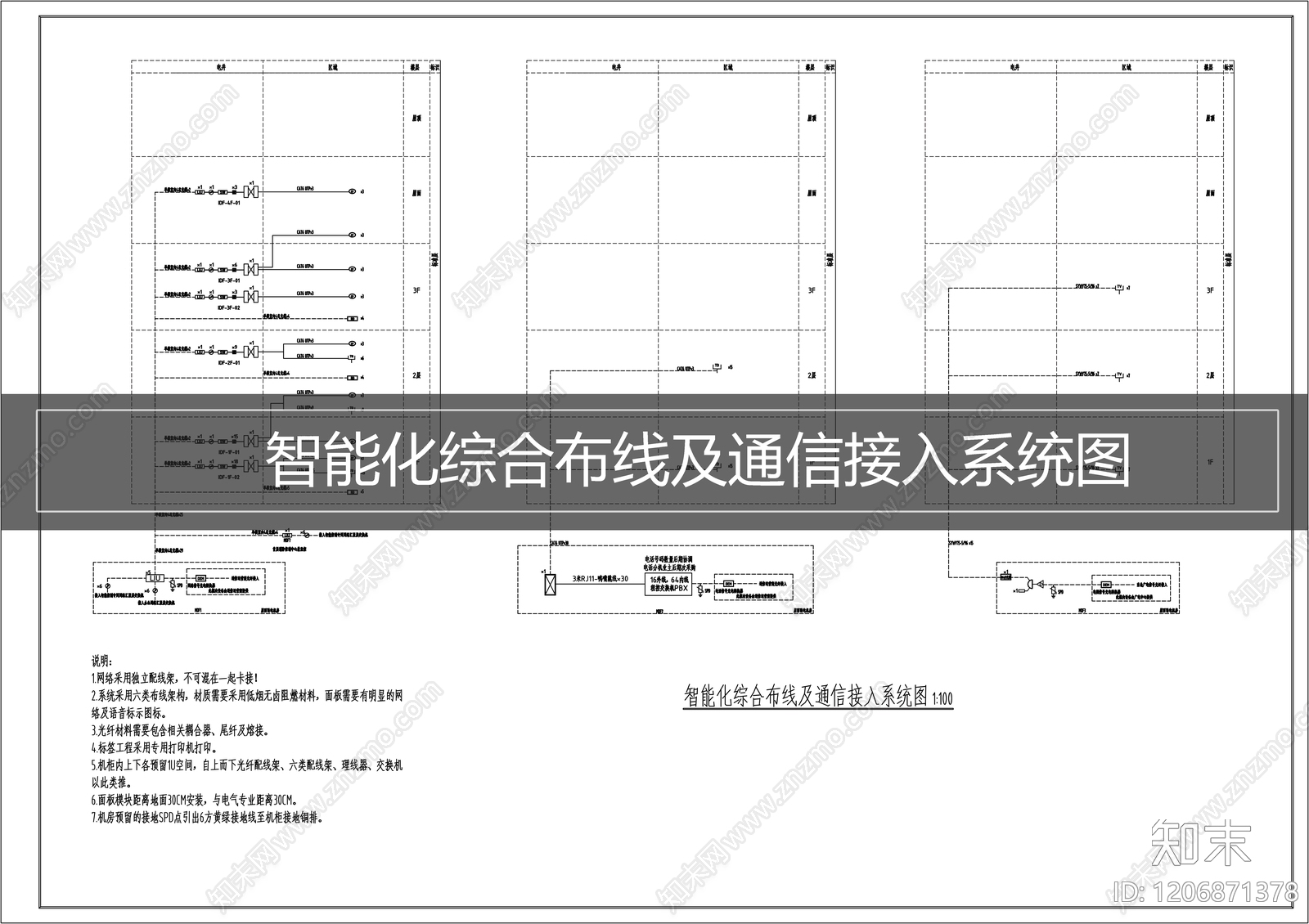 通信网络系统cad施工图下载【ID:1206871378】