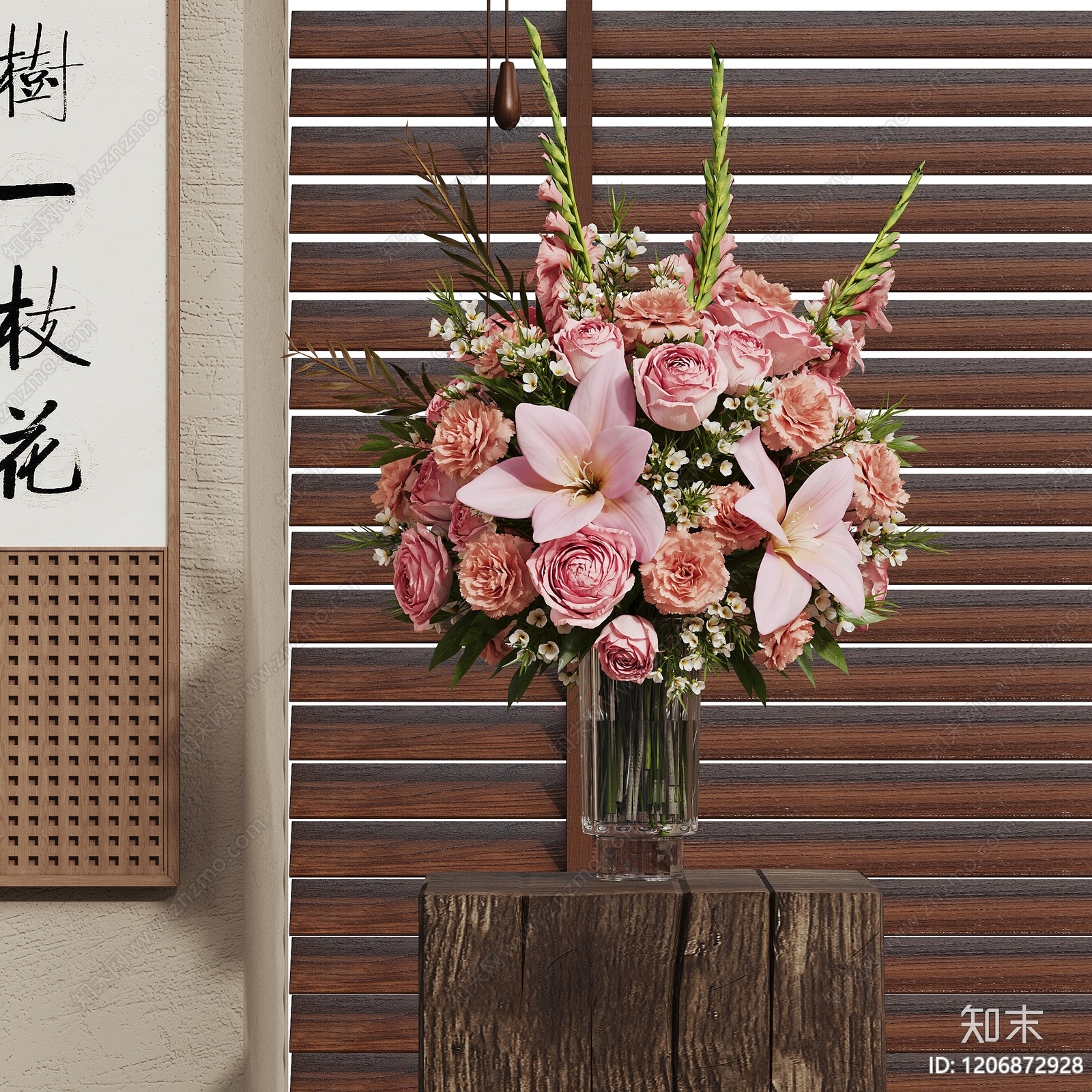 新中式花艺SU模型下载【ID:1206872928】