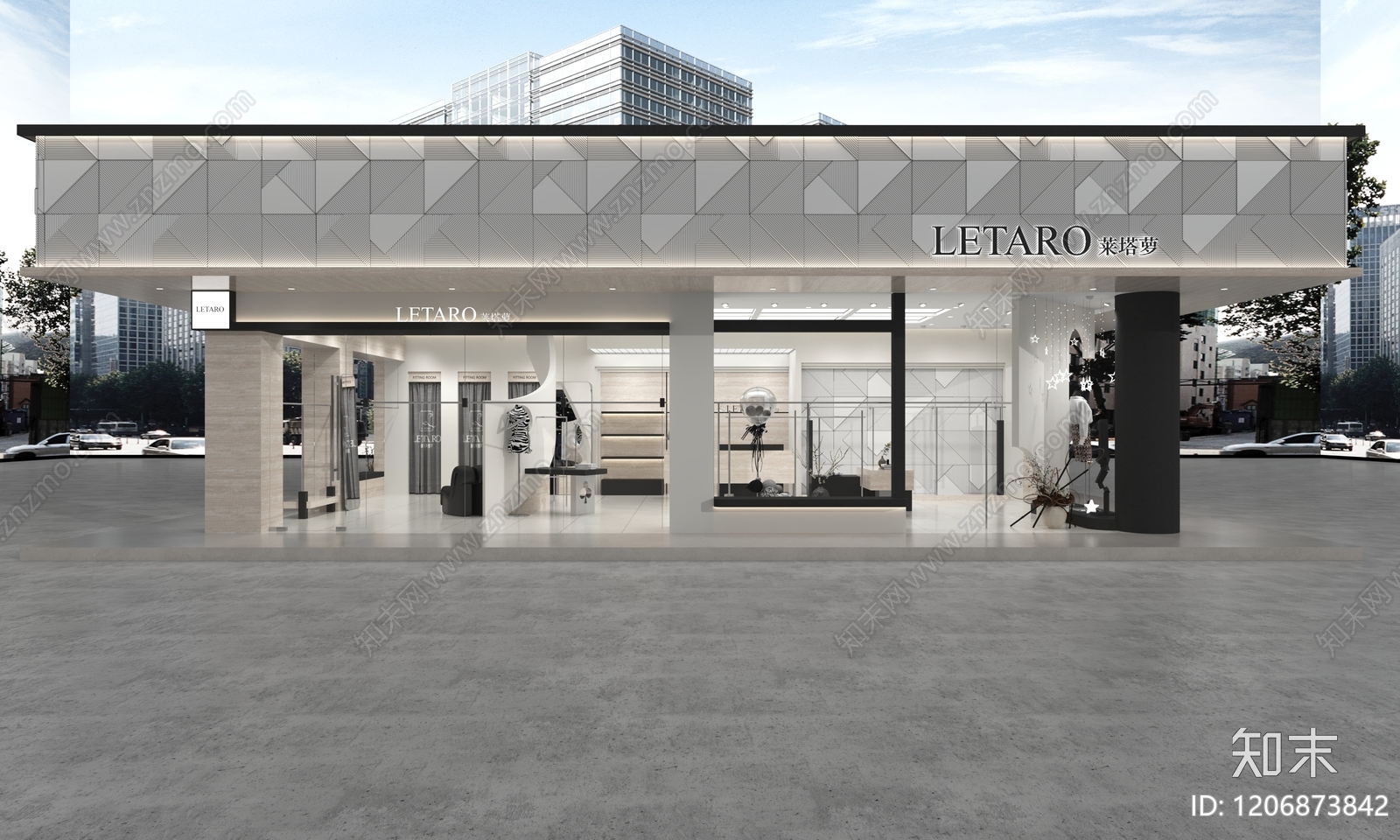 简约侘寂服装店3D模型下载【ID:1206873842】