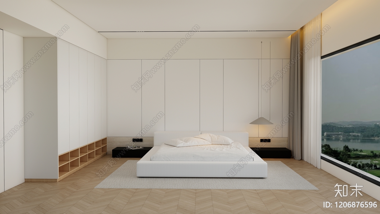 现代日式家居卧室SU模型下载【ID:1206876596】