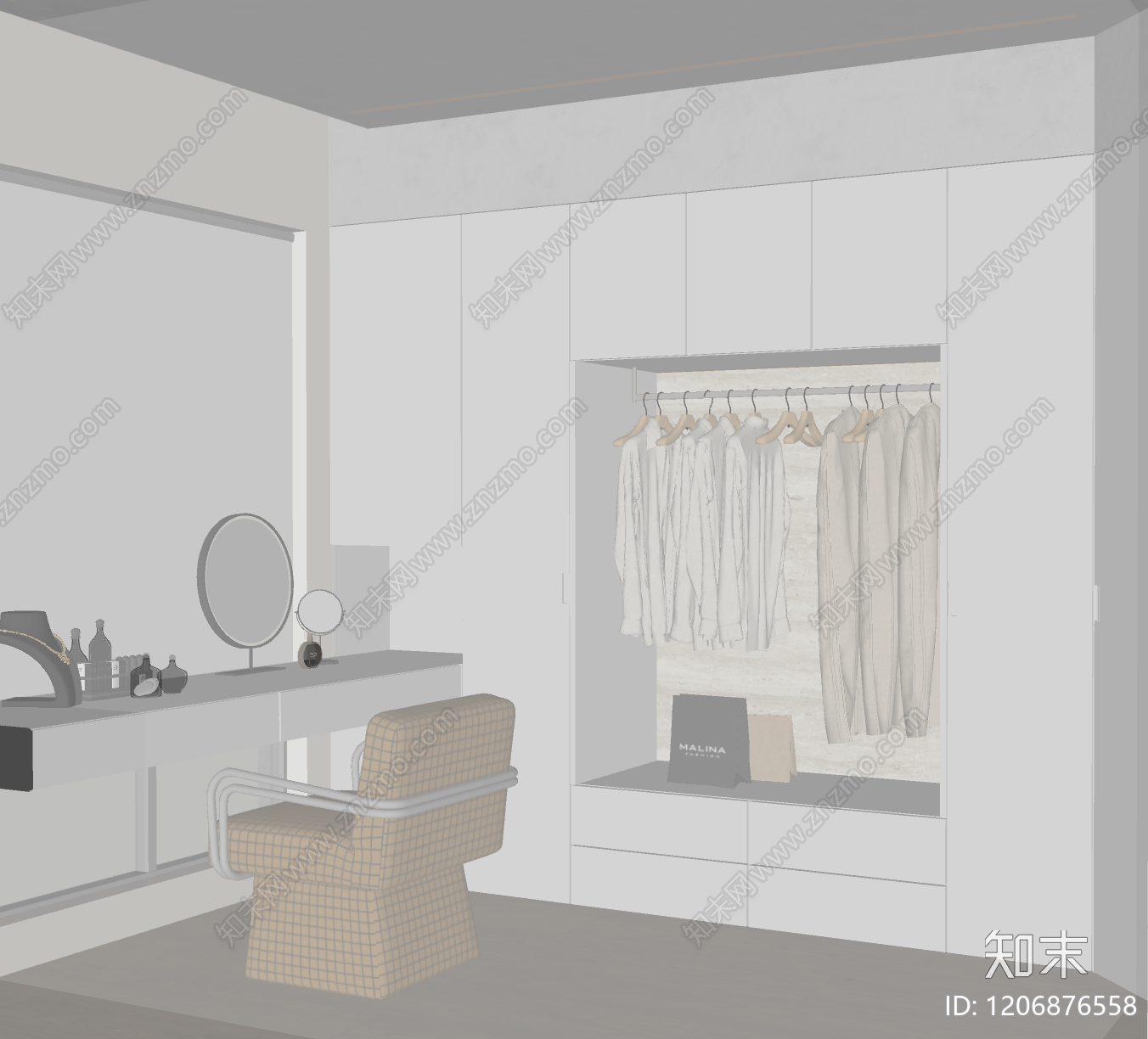 现代极简衣帽间SU模型下载【ID:1206876558】