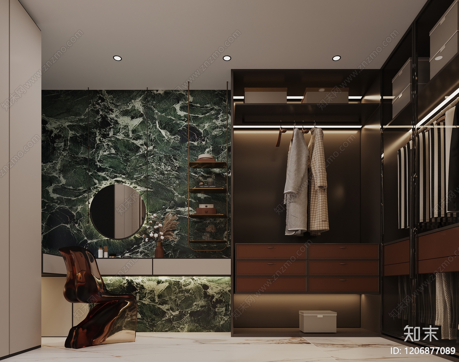 现代轻奢衣帽间3D模型下载【ID:1206877089】