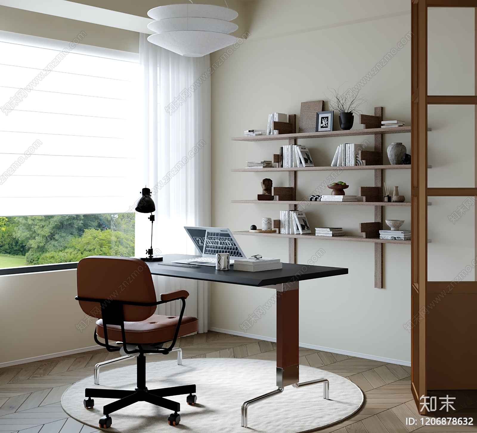 现代书房3D模型下载【ID:1206878632】
