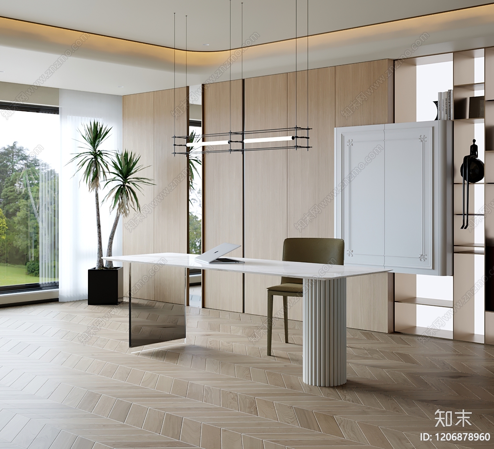 现代书房3D模型下载【ID:1206878960】