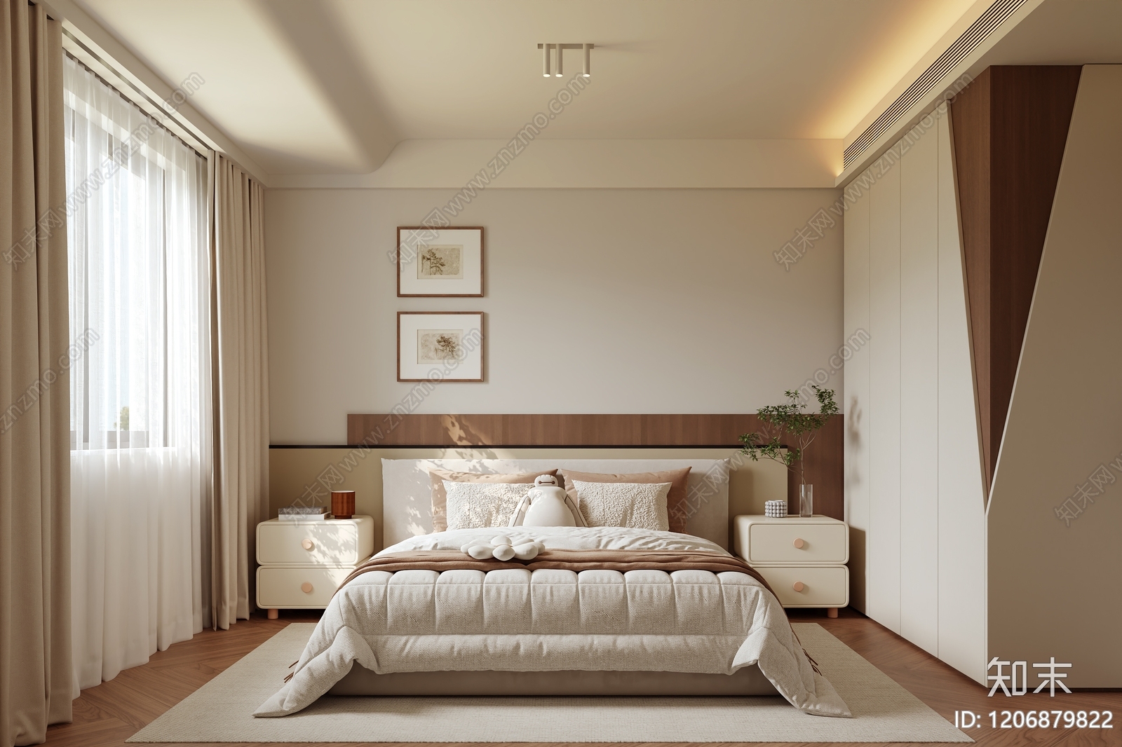现代中古家居卧室SU模型下载【ID:1206879822】