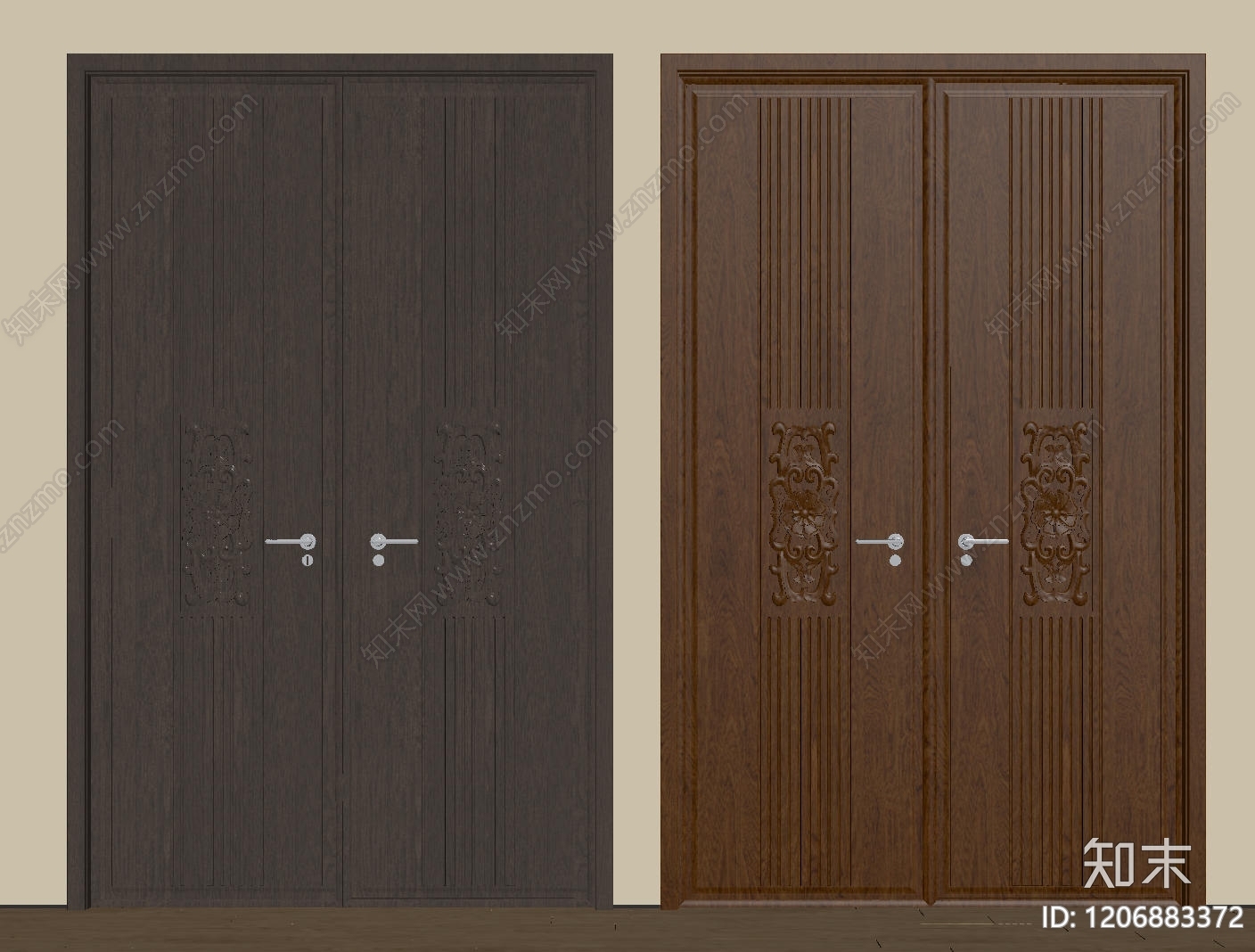 新中式侘寂双开门SU模型下载【ID:1206883372】