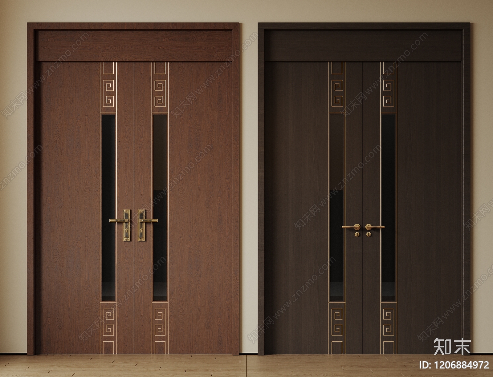 新中式侘寂双开门SU模型下载【ID:1206884972】