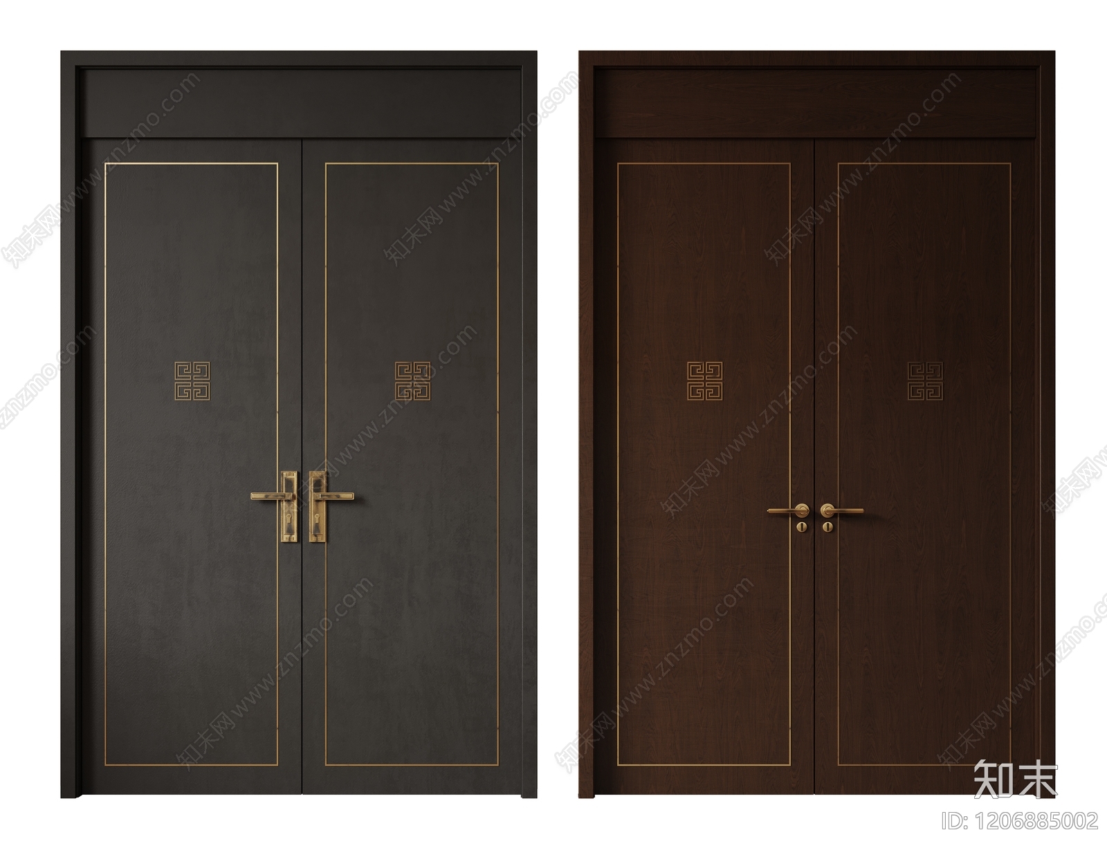 新中式侘寂双开门3D模型下载【ID:1206885002】