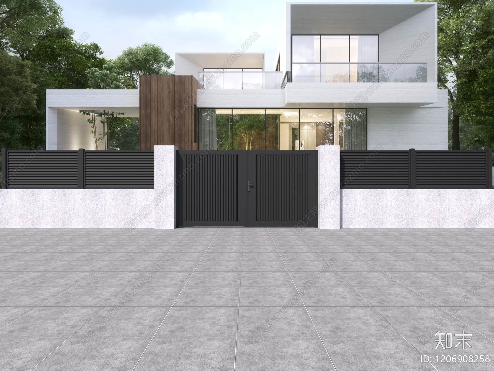 现代新中式大门3D模型下载【ID:1206908258】