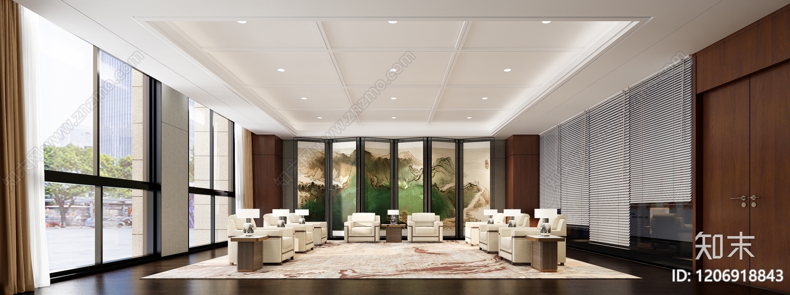 现代新中式其他办公区域SU模型下载【ID:1206918843】