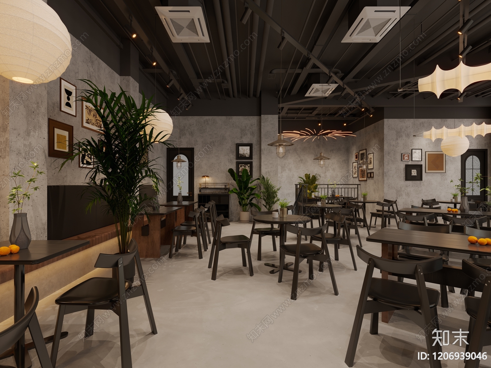 意式复古西餐厅3D模型下载【ID:1206939046】