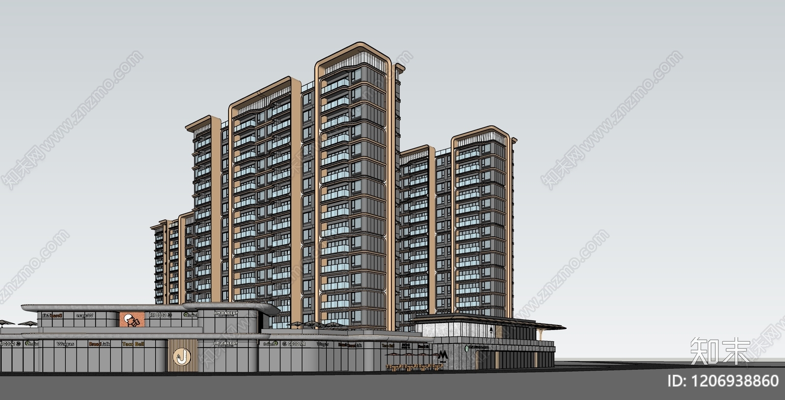 现代轻奢售楼处建筑SU模型下载【ID:1206938860】