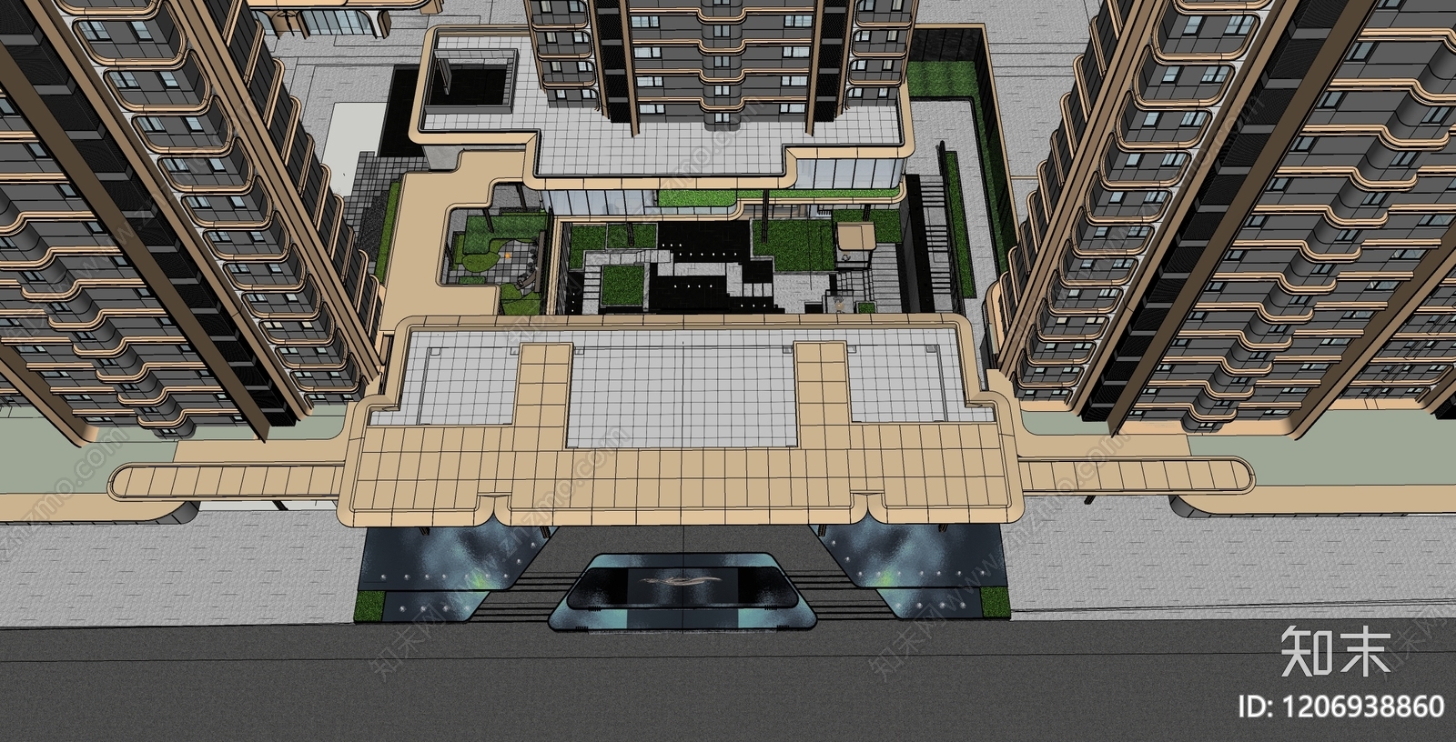 现代轻奢售楼处建筑SU模型下载【ID:1206938860】