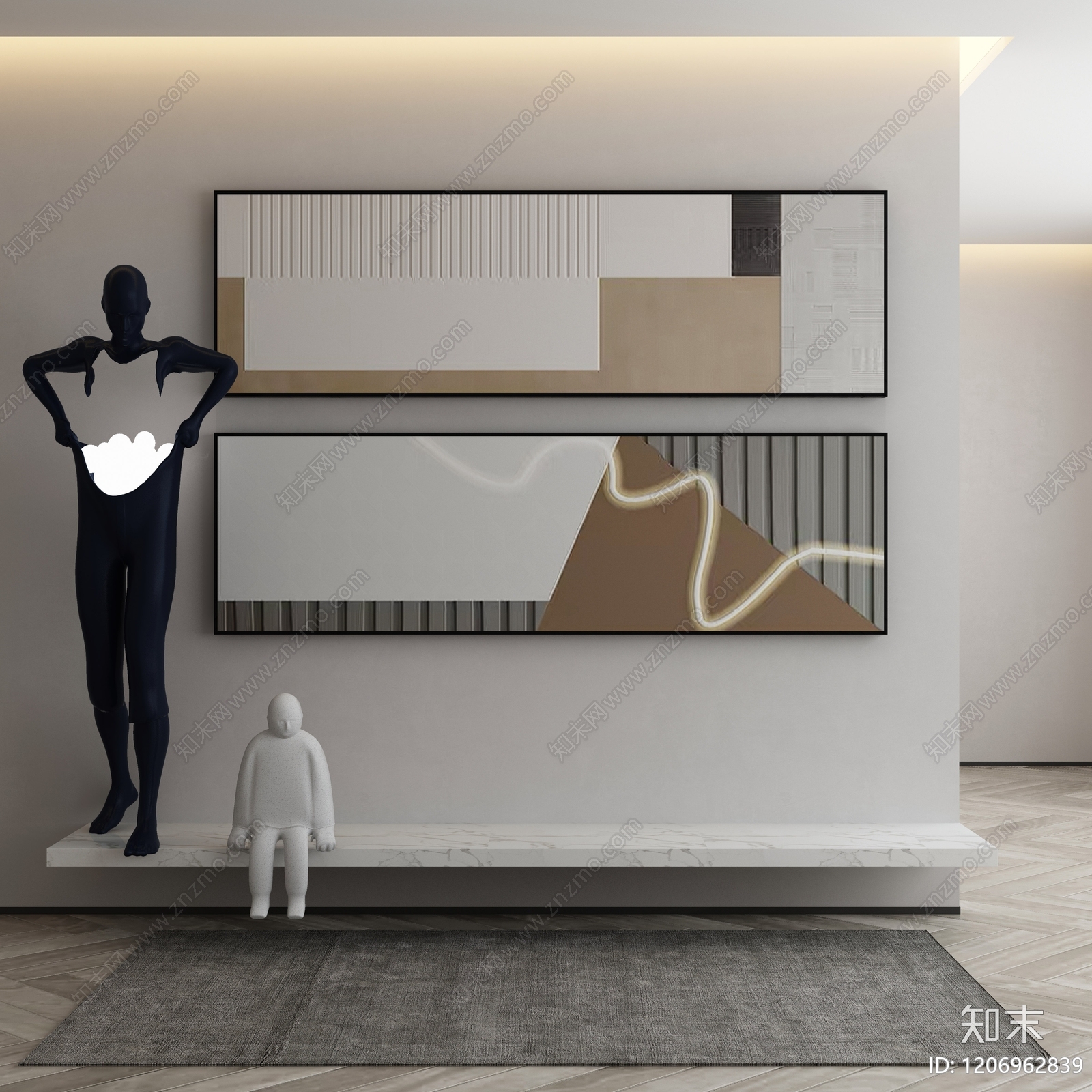 现代侘寂挂画3D模型下载【ID:1206962839】