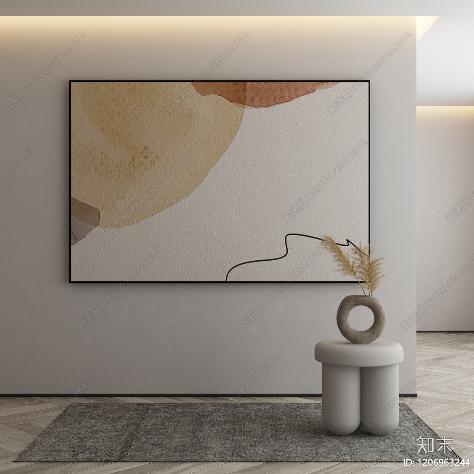 现代侘寂挂画3D模型下载【ID:1206963244】