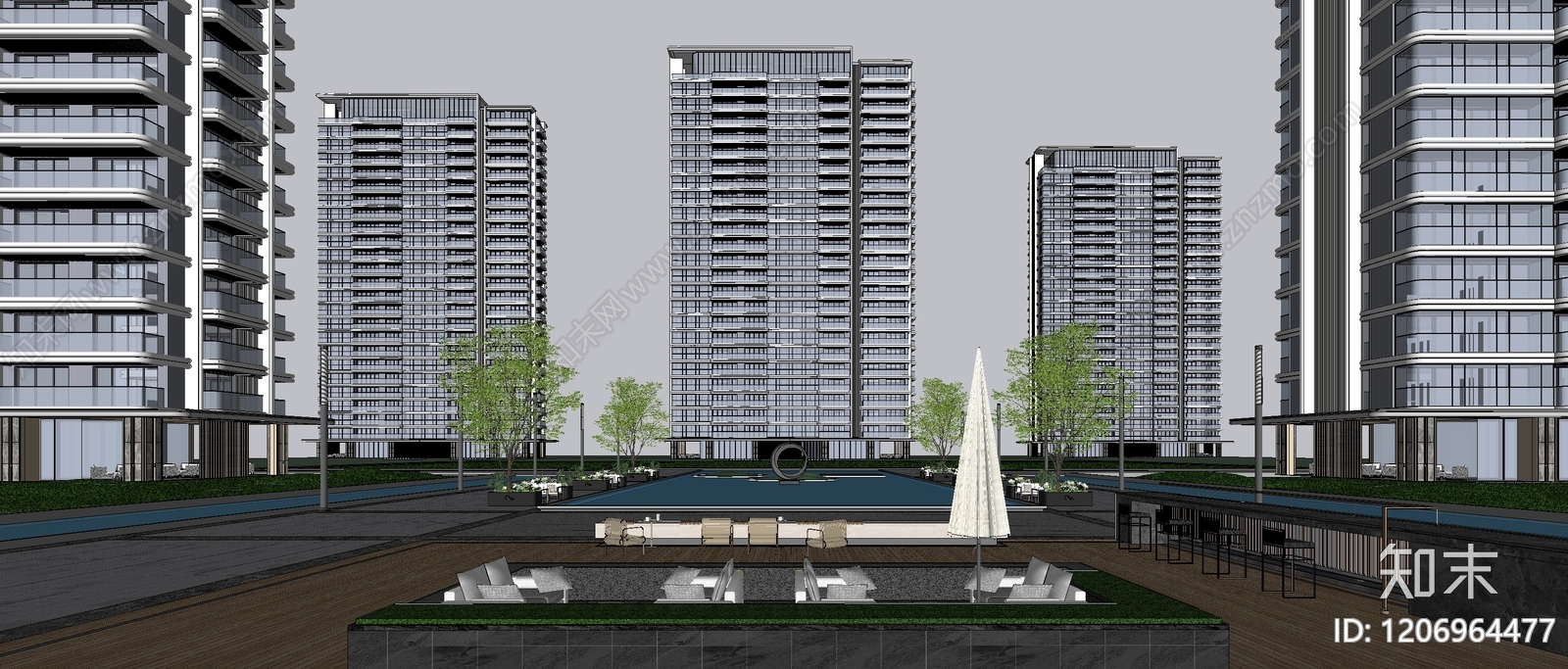 现代轻奢高层住宅SU模型下载【ID:1206964477】