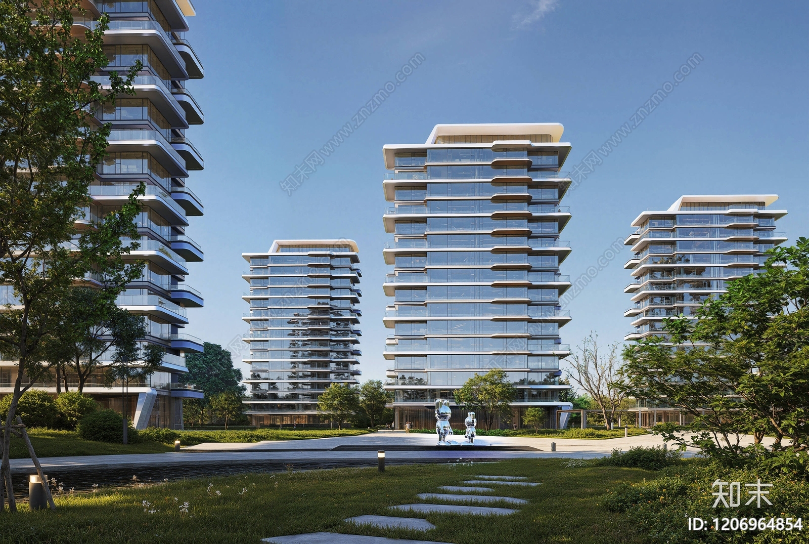 现代轻奢高层住宅SU模型下载【ID:1206964854】