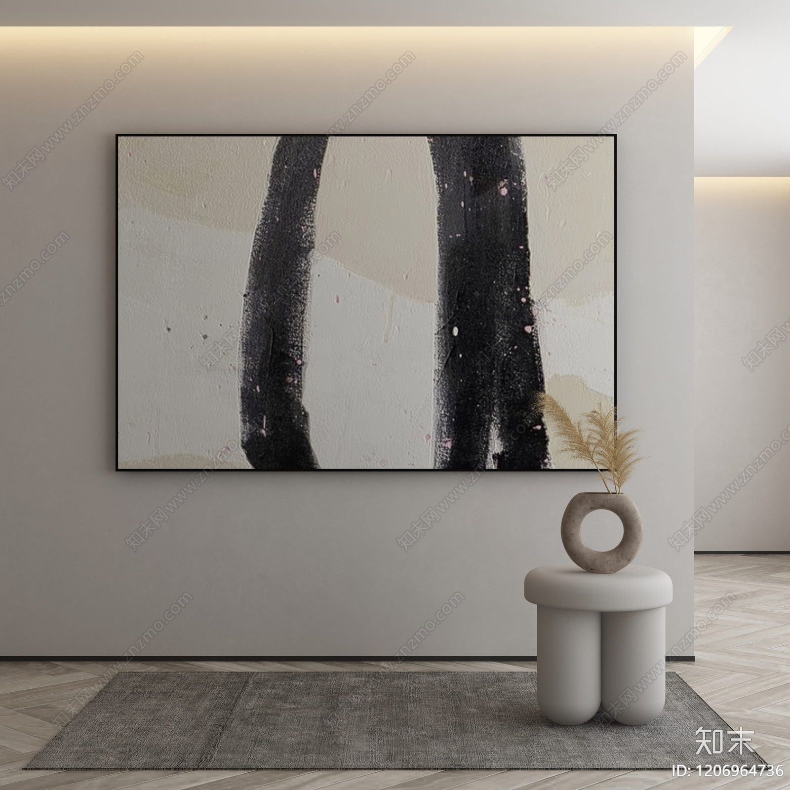 现代侘寂挂画3D模型下载【ID:1206964736】
