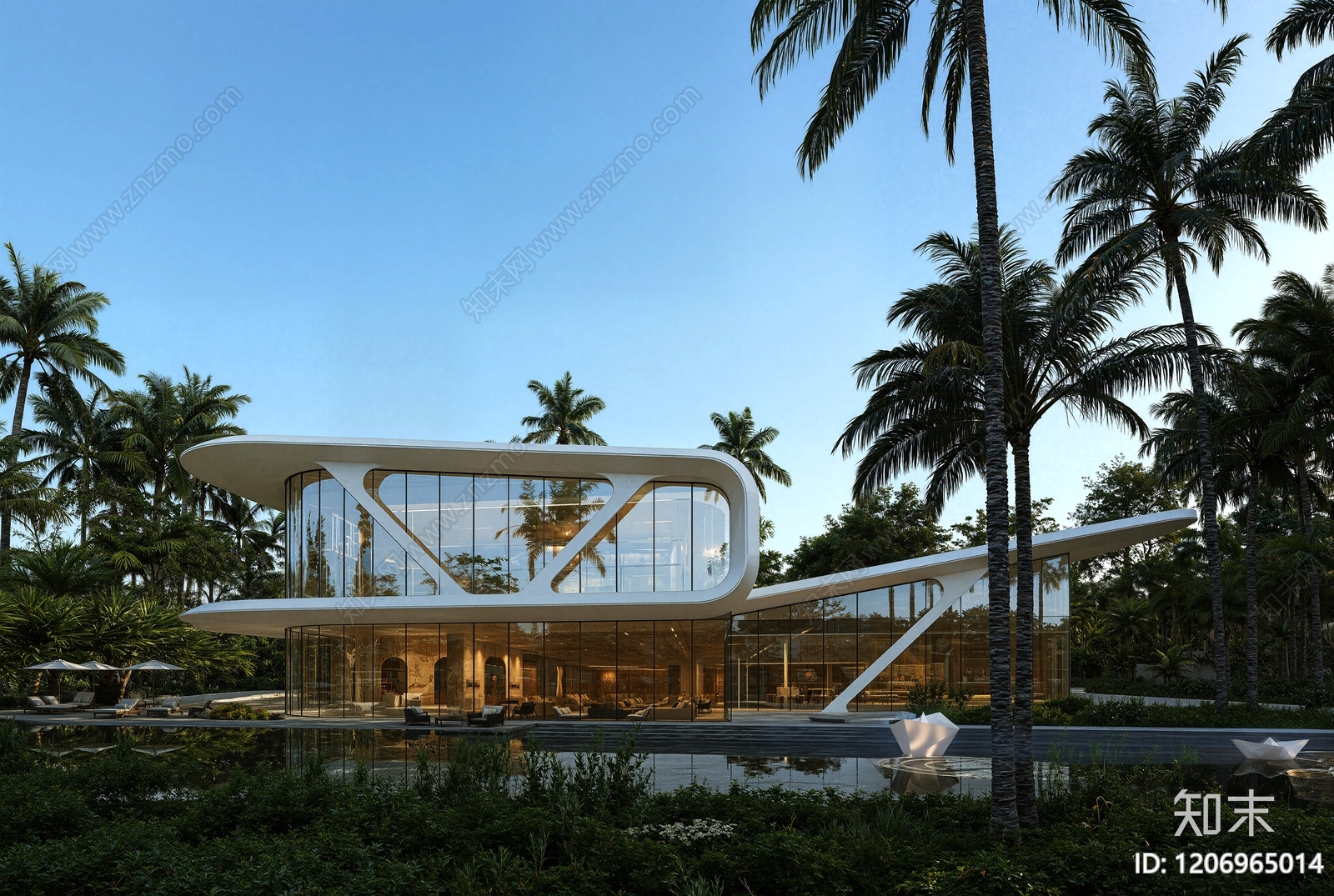 现代简约售楼处建筑SU模型下载【ID:1206965014】