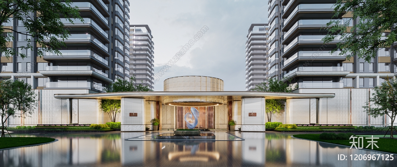现代小区建筑SU模型下载【ID:1206967125】