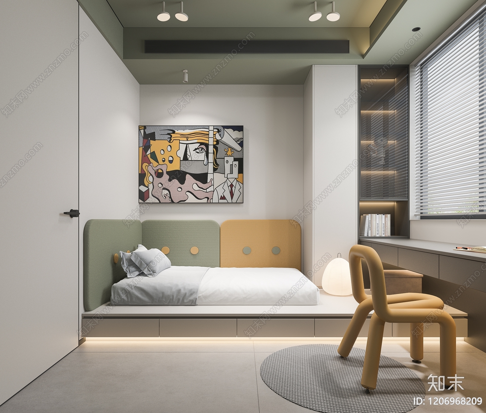 现代通用儿童房3D模型下载【ID:1206968209】