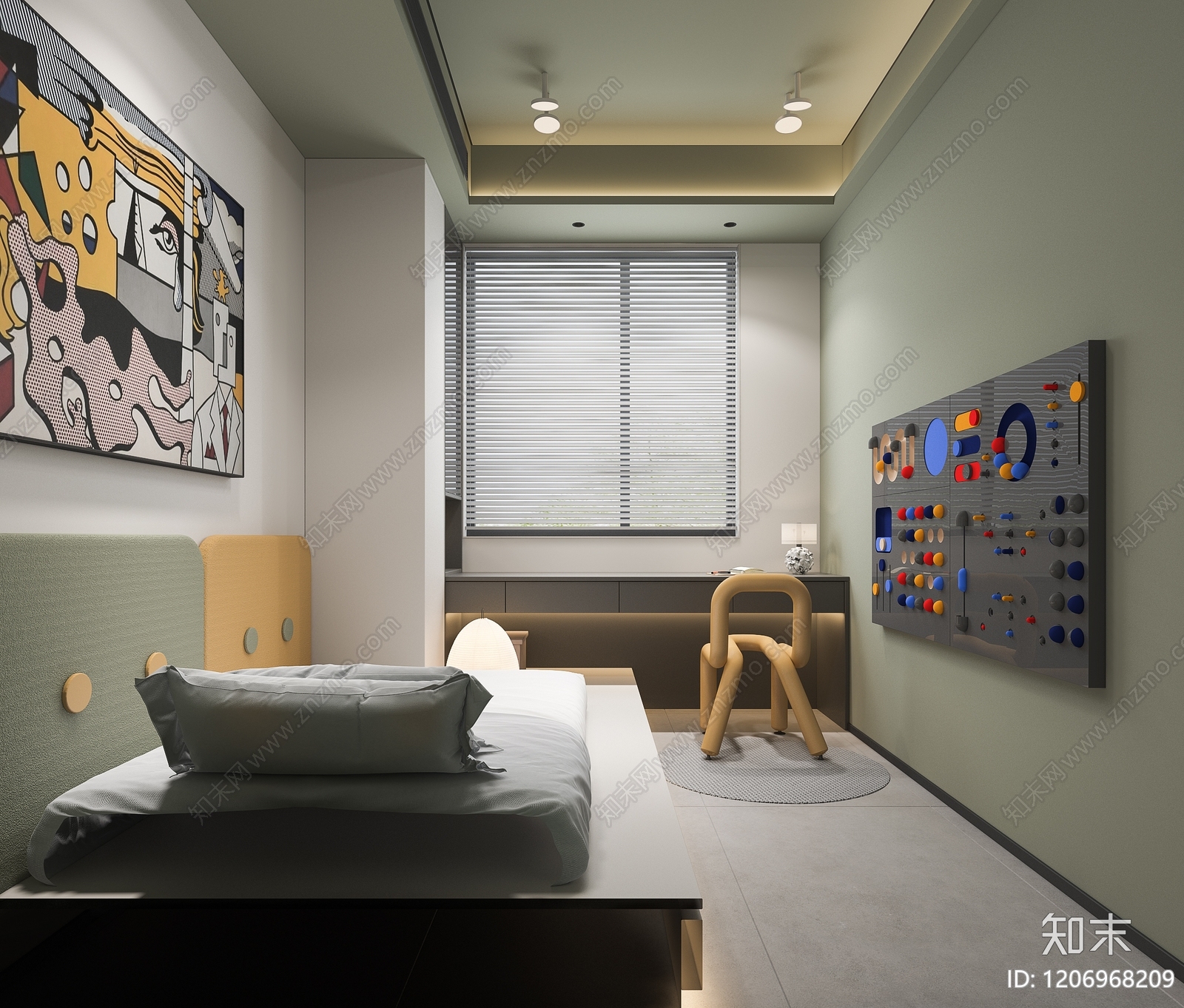 现代通用儿童房3D模型下载【ID:1206968209】