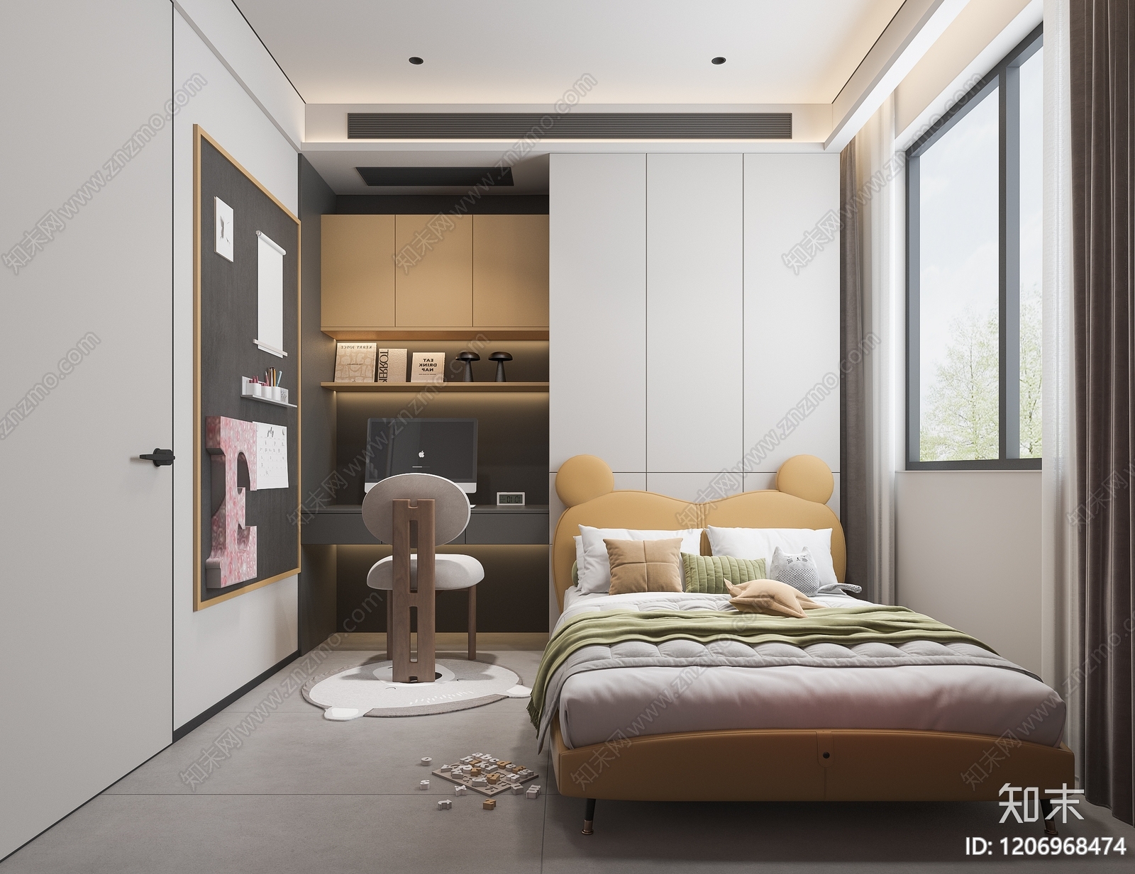 现代通用儿童房3D模型下载【ID:1206968474】