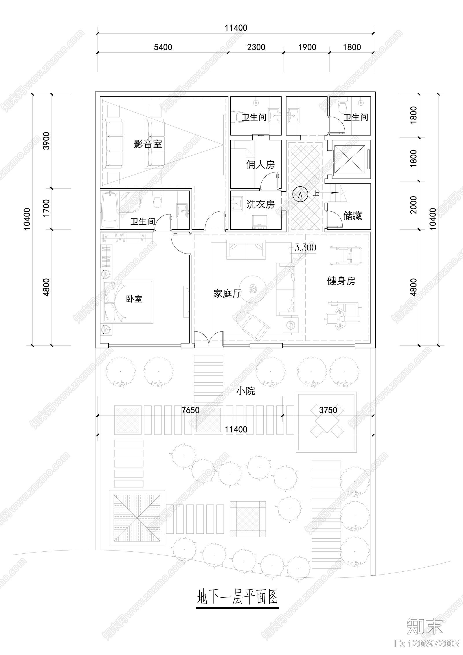现代新中式别墅建筑施工图下载【ID:1206972005】