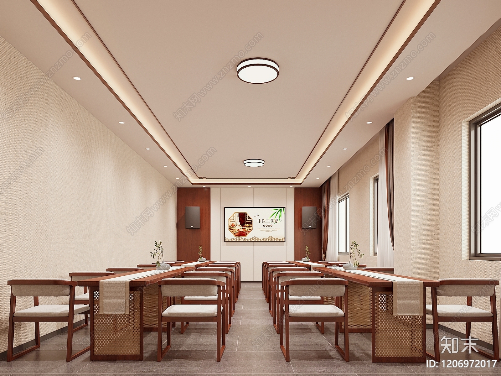 中式新中式会议室3D模型下载【ID:1206972017】