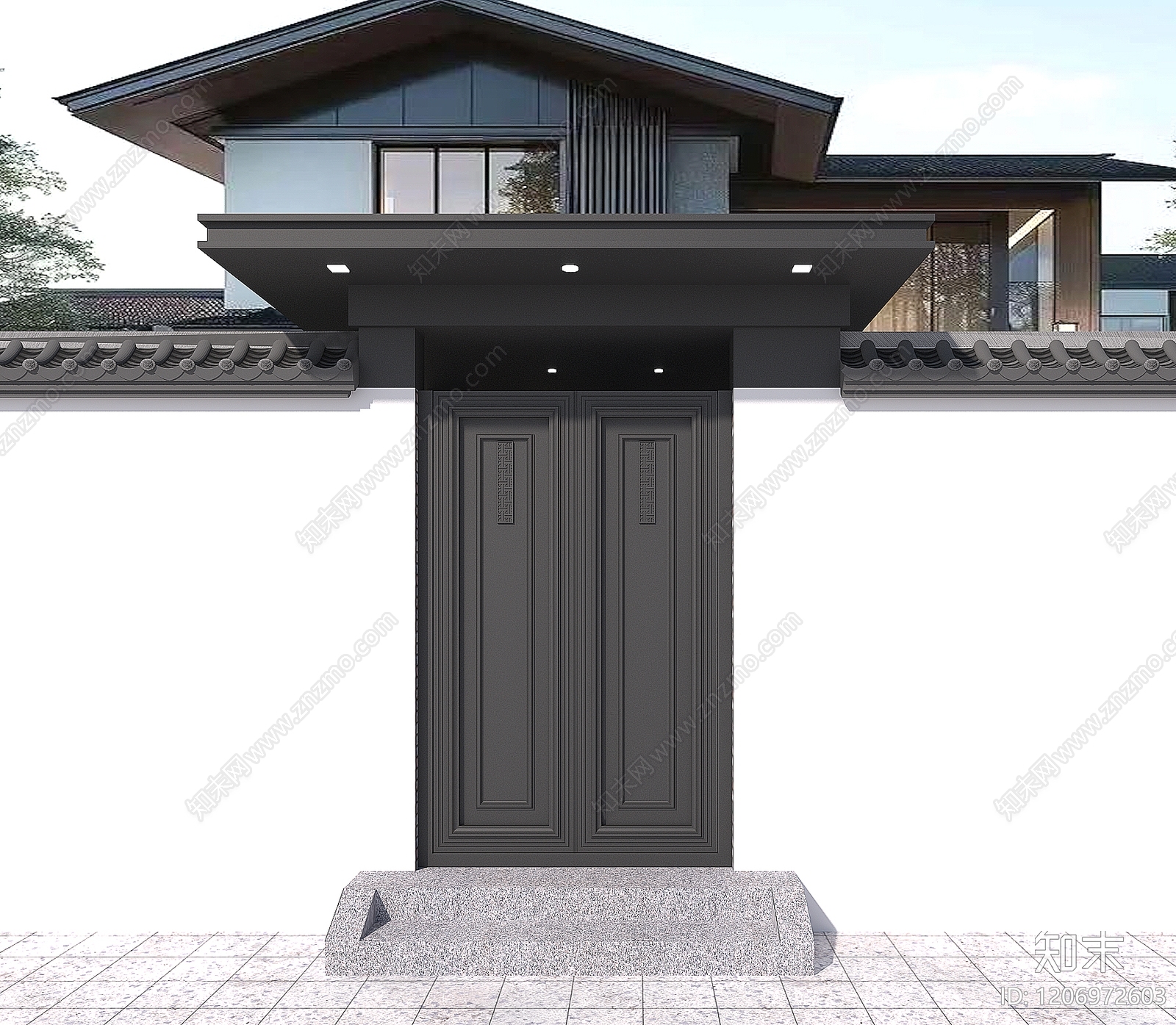 新中式中式大门3D模型下载【ID:1206972603】