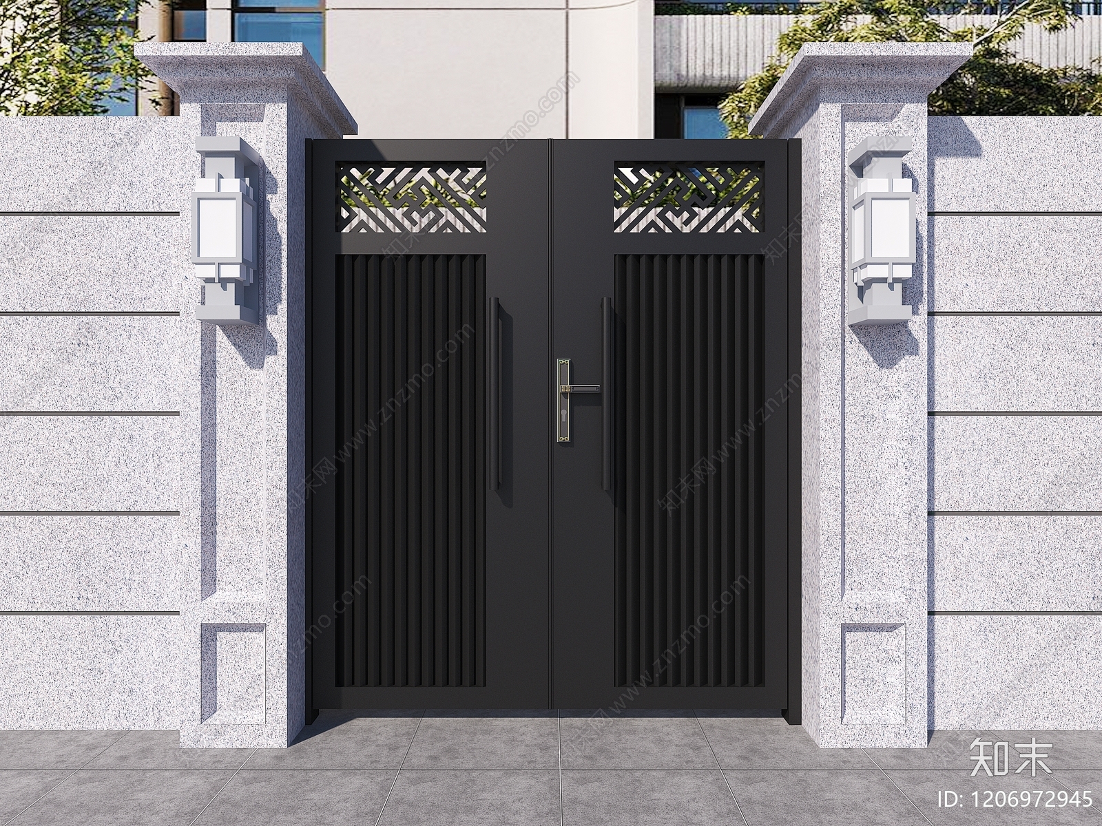 新中式中式大门3D模型下载【ID:1206972945】